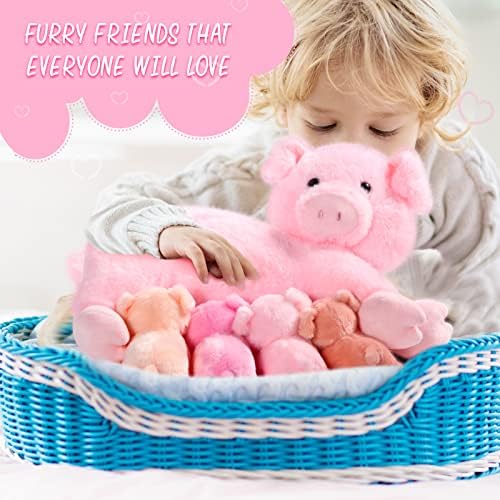 Honoson Plush Pig Set with 4 Magnetic Baby Pigs