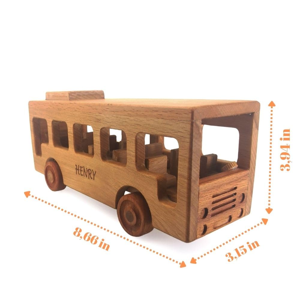 Personalized Wooden School Bus Toy for Toddlers 1