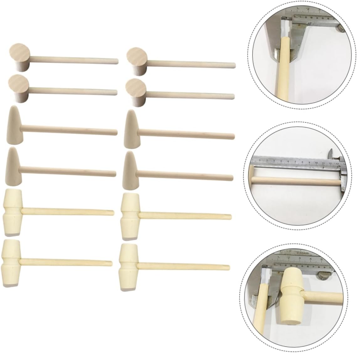 Toyvian Wooden Mini Hammers 15pc Set for Kids