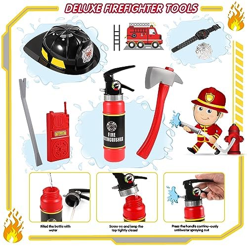 GIFTINBOX Firefighter Costume for Kids 3-12 with Accessories