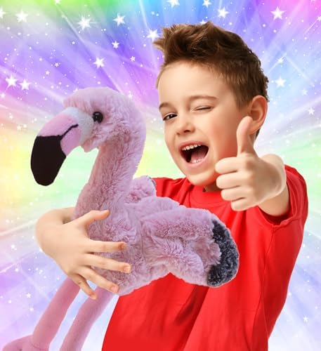 DolliBu Flamingo Plush Toy - 8 Inch Cute Huggable Stuffed Animal
