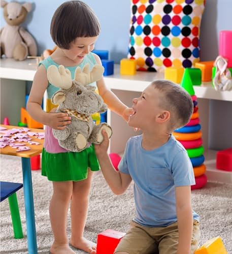 DolliBu Brown Sitting Moose Plush - 11 Inches