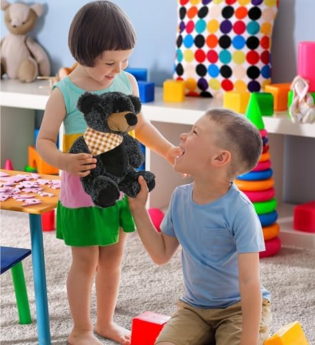 DolliBu Plush Black Bear Stuffed Animal - 8 Inch
