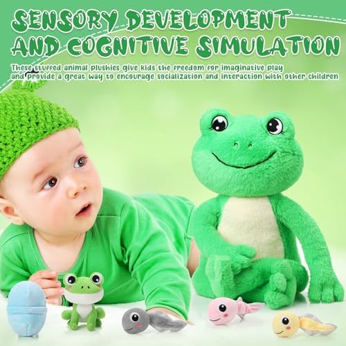 Syhood 7 Pcs Cute Frog Plush Toy Set for Kids