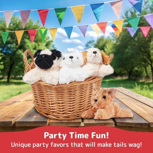 PREXTEX Stuffed Puppies Set of 4 - 6 Inch Plush Toys for Kids
