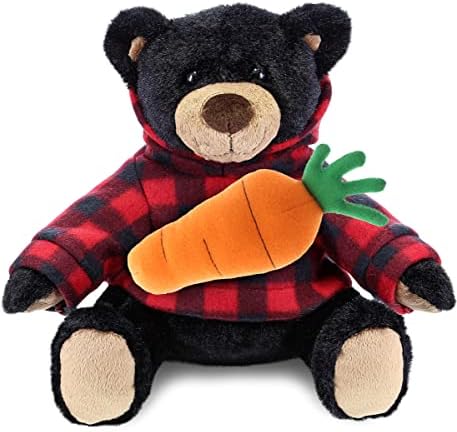 DolliBu Happy Easter Plush Black Bear with Carrot - 10 Inch