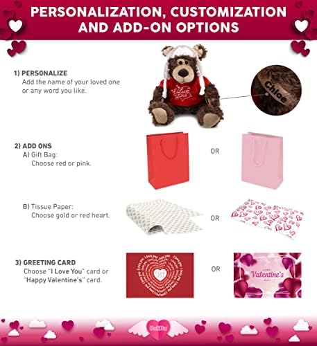 DolliBu I Love You Valentine Grizzly Bear 10 Inches