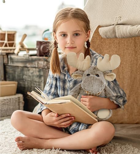 DolliBu Brown Sitting Moose Plush - 11 Inches