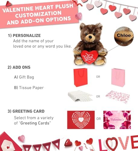 DolliBu I Love You Valentine Plush Grizzly Bear