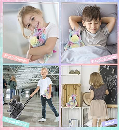 DolliBu Plush Unicorn - Soft Huggable 9 Inch Rainbow Toy