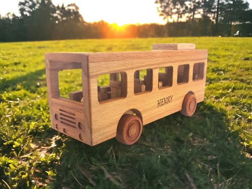 Personalized Wooden School Bus Toy for Toddlers 1