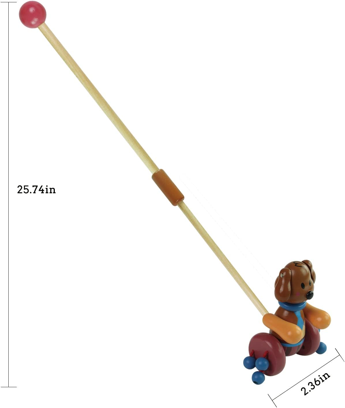 RUYU Loyal Puppy Wooden Push Pull Activity Walking Toy for Toddlers