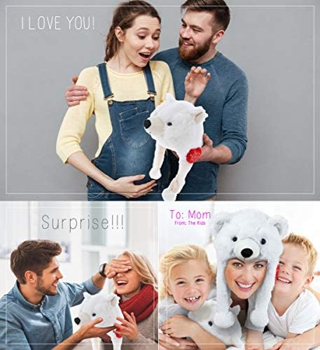 DolliBu I Love You Polar Bear Plush Hat - 16 Inches