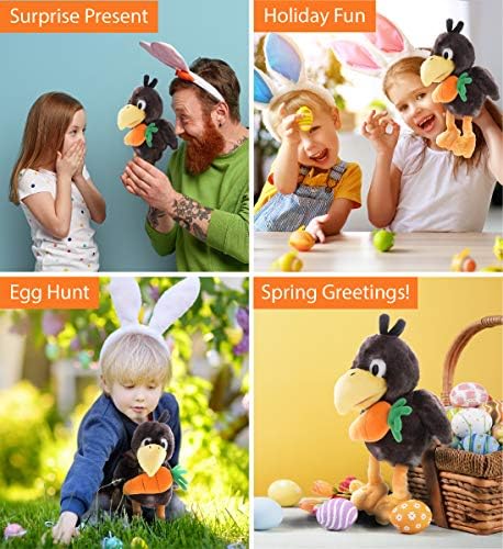 DolliBu Easter Crow Plush with Carrot - 95 Inch Cute Stuffed Toy