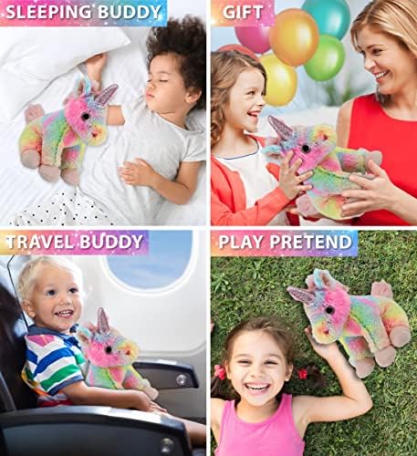 DolliBu Rainbow Unicorn Stuffed Animal 9 Inch