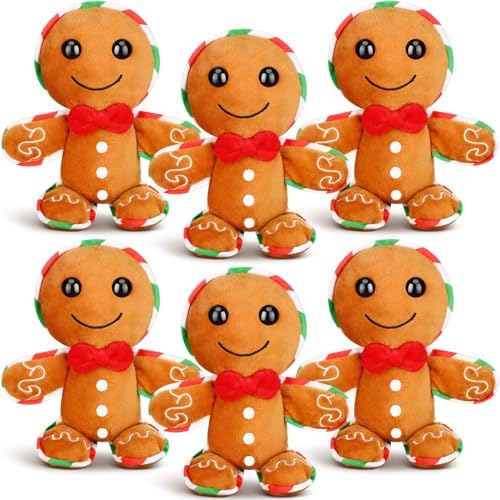 Poen 6 Pcs Christmas Gingerbread Stuffed Man Plush Doll