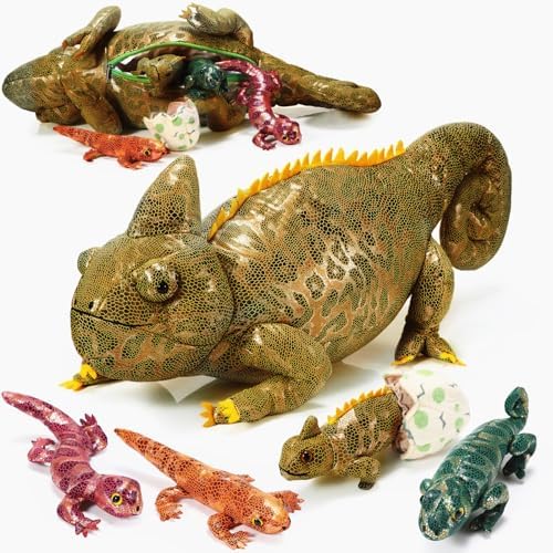 Lenwen 5 Pieces Chameleon Plush Toy Set
