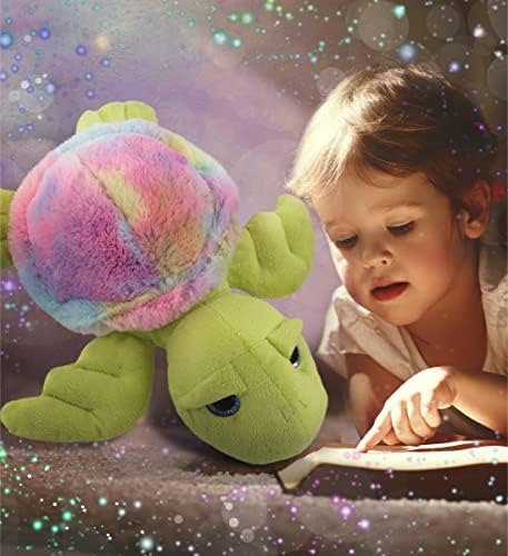 DolliBu Rainbow Green Sea Turtle Stuffed Animal Toy