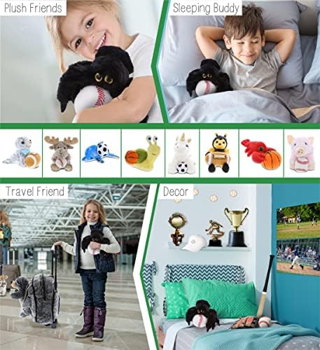DolliBu Black Spider Plush with Baseball - 7 Inch