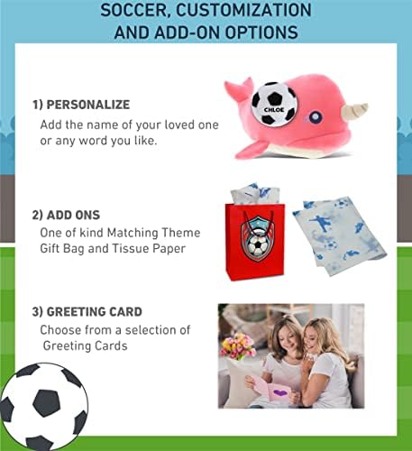 DolliBu Pink Narwhal Plush with Soccer Ball - 1175 Inch