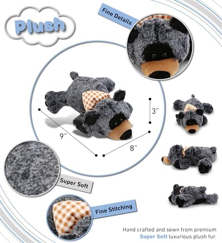 DolliBu Laying Black Bear Plush Toy - 9 Inches