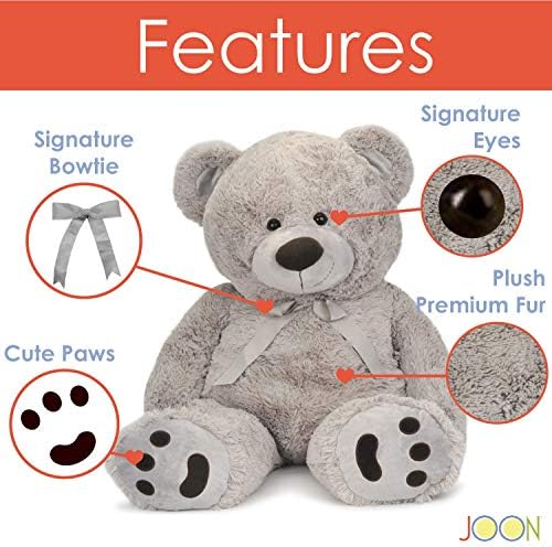 JOON Huge Teddy Bear - 38 Inches Light Gray Fluffy Faux Fur 1
