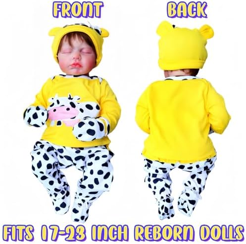 Yellow Cow Reborn Baby Doll Clothes 5pcs Set
