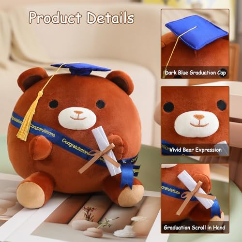 Finebee Brown Bear Plushie Graduation Gift with Cap for Kids