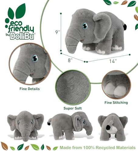 DolliBu Elephant Eco-Friendly Stuffed Animal 14 Inch