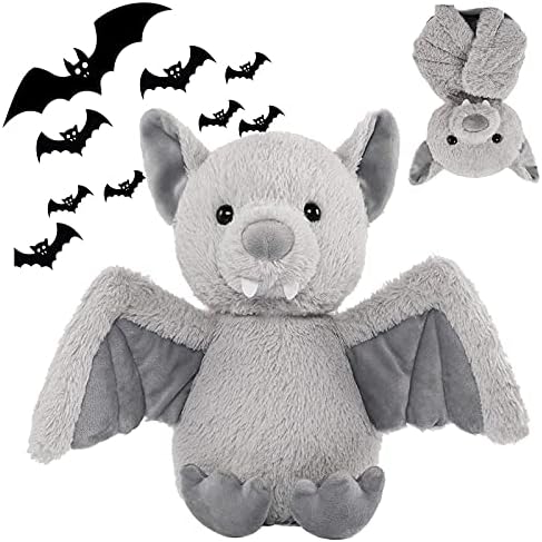 Cuddly 11 Inch Grey Plush Bat Halloween Stuffed Animal Toy