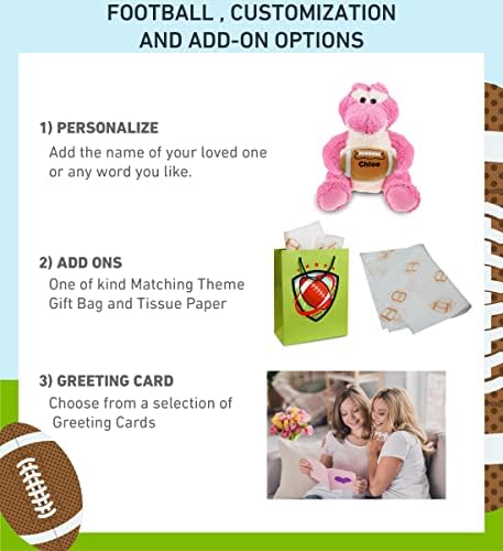 DolliBu Sitting Pink Alligator Plush with Football