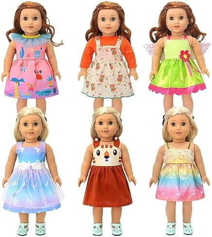 DC-BEAUTIFUL 6 Piece Doll Outfits for 16-18 Inch Baby Dolls