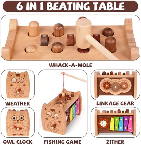 Agirlgle 6-in-1 Wooden Montessori Toy Set