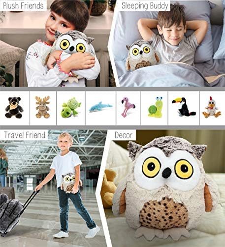DolliBu Plush Owl Stuffed Animal - 8 Inch Huggable Brown Owl Toy