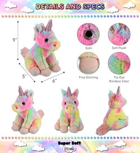 DolliBu Rainbow Unicorn Stuffed Animal 9 Inch