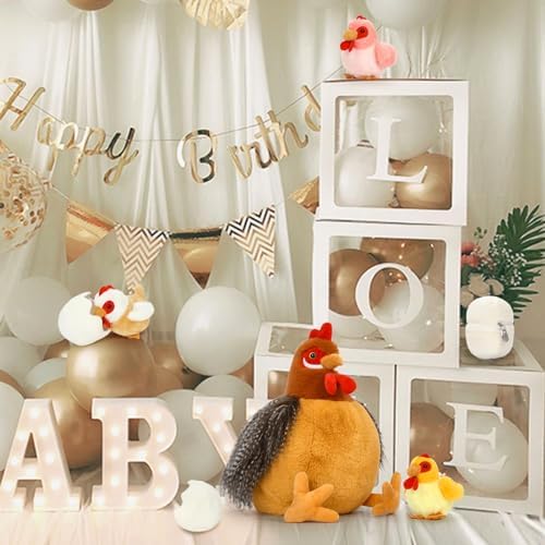 BENINY Farm Hen Plush Toy with Baby Chicks and Coop