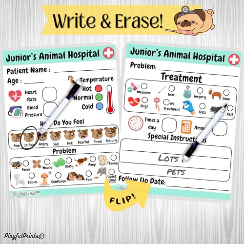 PlayfulPrints Vet Kit For Kids - Vet Playset Animal Care Tools