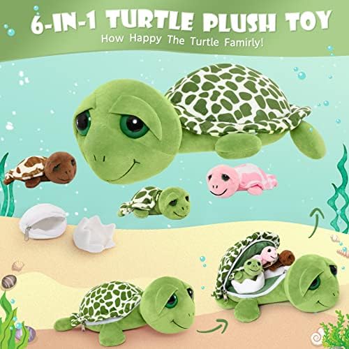 MorisMos Sea Turtle Family Plush Toy 14 with 3 Babies 2 Eggs