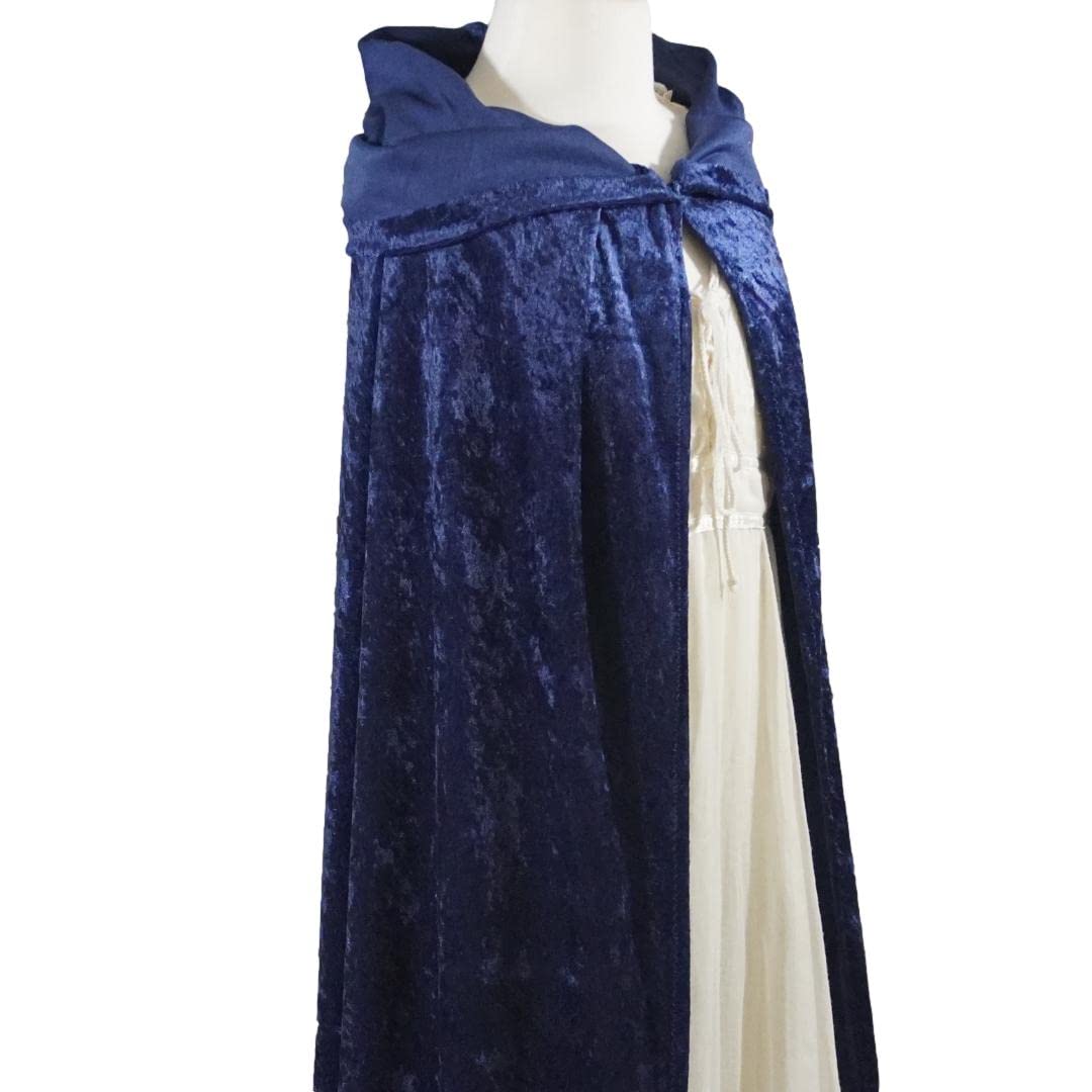Dark Blue Navy Velvet Hooded Cape for All Sizes
