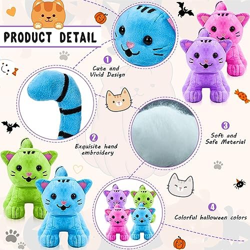 Jenaai 8 Pcs Halloween Cat Plush Set