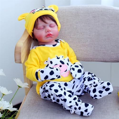 Yellow Cow Reborn Baby Doll Clothes 5pcs Set