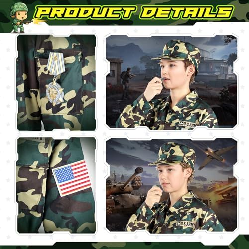 GIFTINBOX Kids Army Costume for Boys Halloween