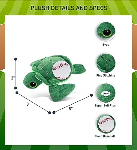 DolliBu Big-Eye Sea Turtle with Baseball Plush - 6 Inch