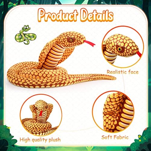 Zhanmai 2 Pcs Giant Lifelike Cobra Plush Snake Toys