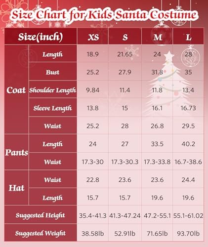 Kids Santa Costume 5Pcs Festive Christmas Suit for Children