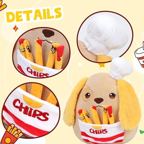 Hopearl Chef Dog Plush Toy with Chips
