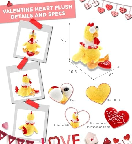 DolliBu I Love You Yellow Rooster Plush Toy
