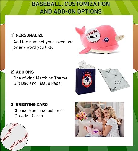DolliBu Pink Narwhal Plush with Baseball - 1175 Inches 1