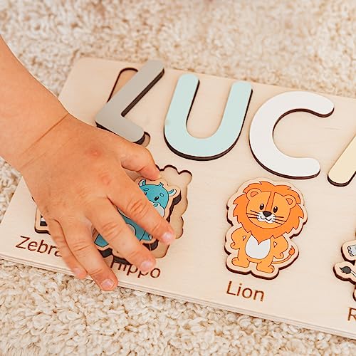 Personalized Baby Puzzle with Animal Figurines