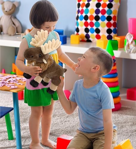 DolliBu Standing Moose Plush Toy - 8 Inches